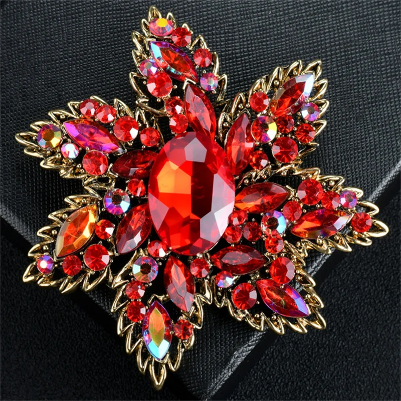 European And American Brooch Trend Style Alloy Metal Pearl Rhinestone Flower Drip Oil Brooch Women's Corsage