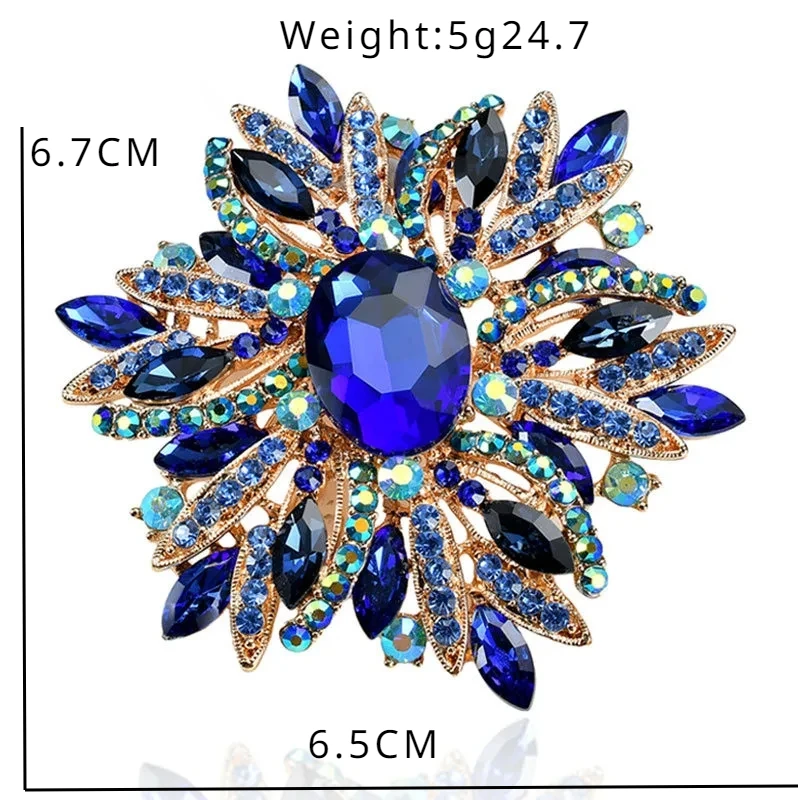 European And American Brooch Trend Style Alloy Metal Pearl Rhinestone Flower Drip Oil Brooch Women's Corsage
