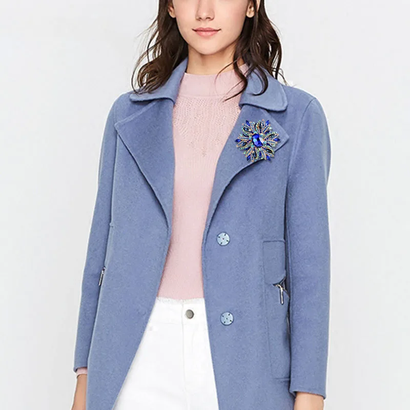 European And American Brooch Trend Style Alloy Metal Pearl Rhinestone Flower Drip Oil Brooch Women's Corsage