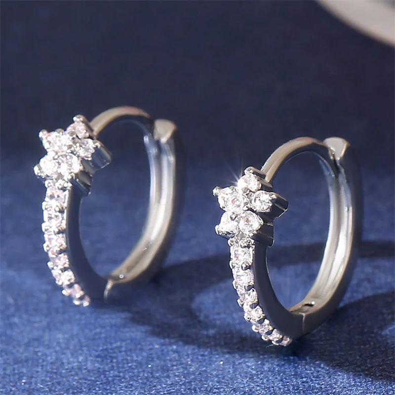 Fashion Stainless Steel Zircon Star Hoops Earrings For Women Vintage Crystal Zirconia Circle Earrings Punk Unisex Rock Jewelry
