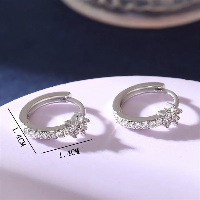 Fashion Stainless Steel Zircon Star Hoops Earrings For Women Vintage Crystal Zirconia Circle Earrings Punk Unisex Rock Jewelry