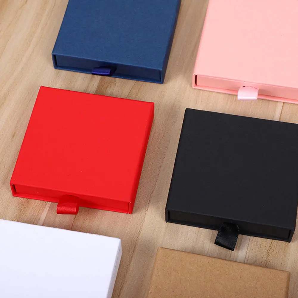 Thick Kraft Paper Drawer Jewelry Set Packaging Box Ring Necklace Bracelets Earring Gift Case Container With Sponge Inside