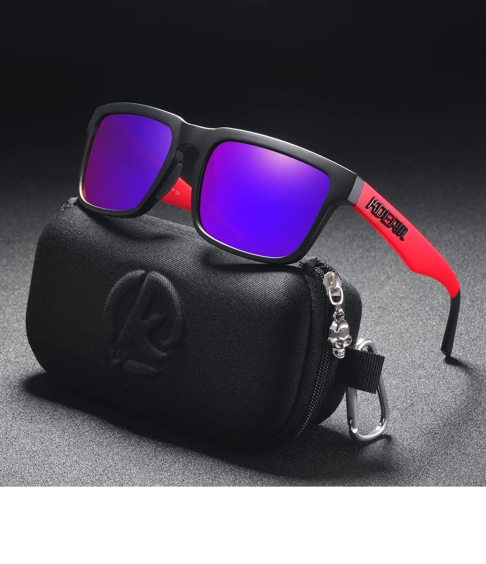 2025 Kdeam Polarized Sunglasses for Men Women Fashion Unisex Brand Trendy Outdoor Eyewear For Couple Mirror red lens
