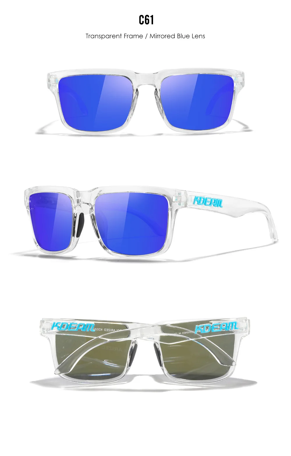 2025 Kdeam Polarized Sunglasses for Men Women Fashion Unisex Brand Trendy Outdoor Eyewear For Couple Mirror red lens