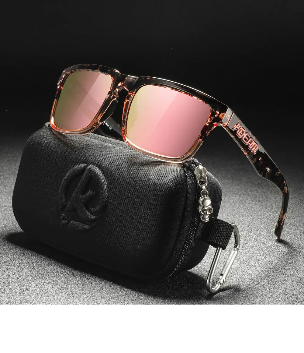 2025 Kdeam Polarized Sunglasses for Men Women Fashion Unisex Brand Trendy Outdoor Eyewear For Couple Mirror red lens