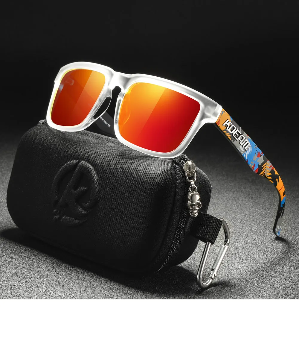 2025 Kdeam Polarized Sunglasses for Men Women Fashion Unisex Brand Trendy Outdoor Eyewear For Couple Mirror red lens