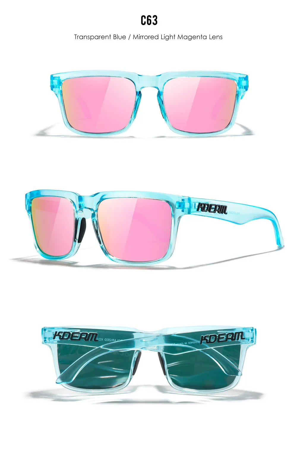 2025 Kdeam Polarized Sunglasses for Men Women Fashion Unisex Brand Trendy Outdoor Eyewear For Couple Mirror red lens