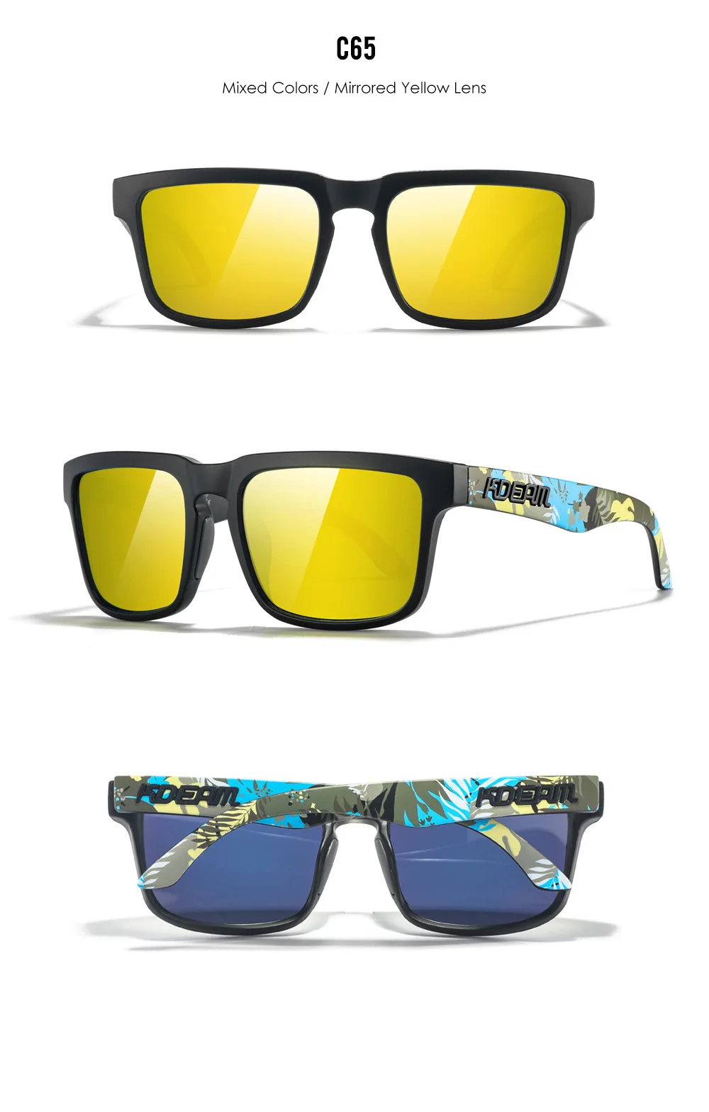 2025 Kdeam Polarized Sunglasses for Men Women Fashion Unisex Brand Trendy Outdoor Eyewear For Couple Mirror red lens