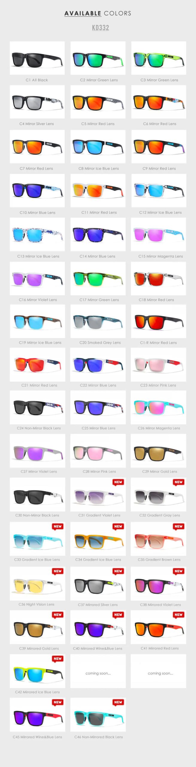 2025 Kdeam Polarized Sunglasses for Men Women Fashion Unisex Brand Trendy Outdoor Eyewear For Couple Mirror red lens