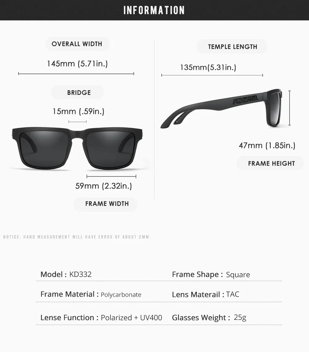 2025 Kdeam Polarized Sunglasses for Men Women Fashion Unisex Brand Trendy Outdoor Eyewear For Couple Mirror red lens