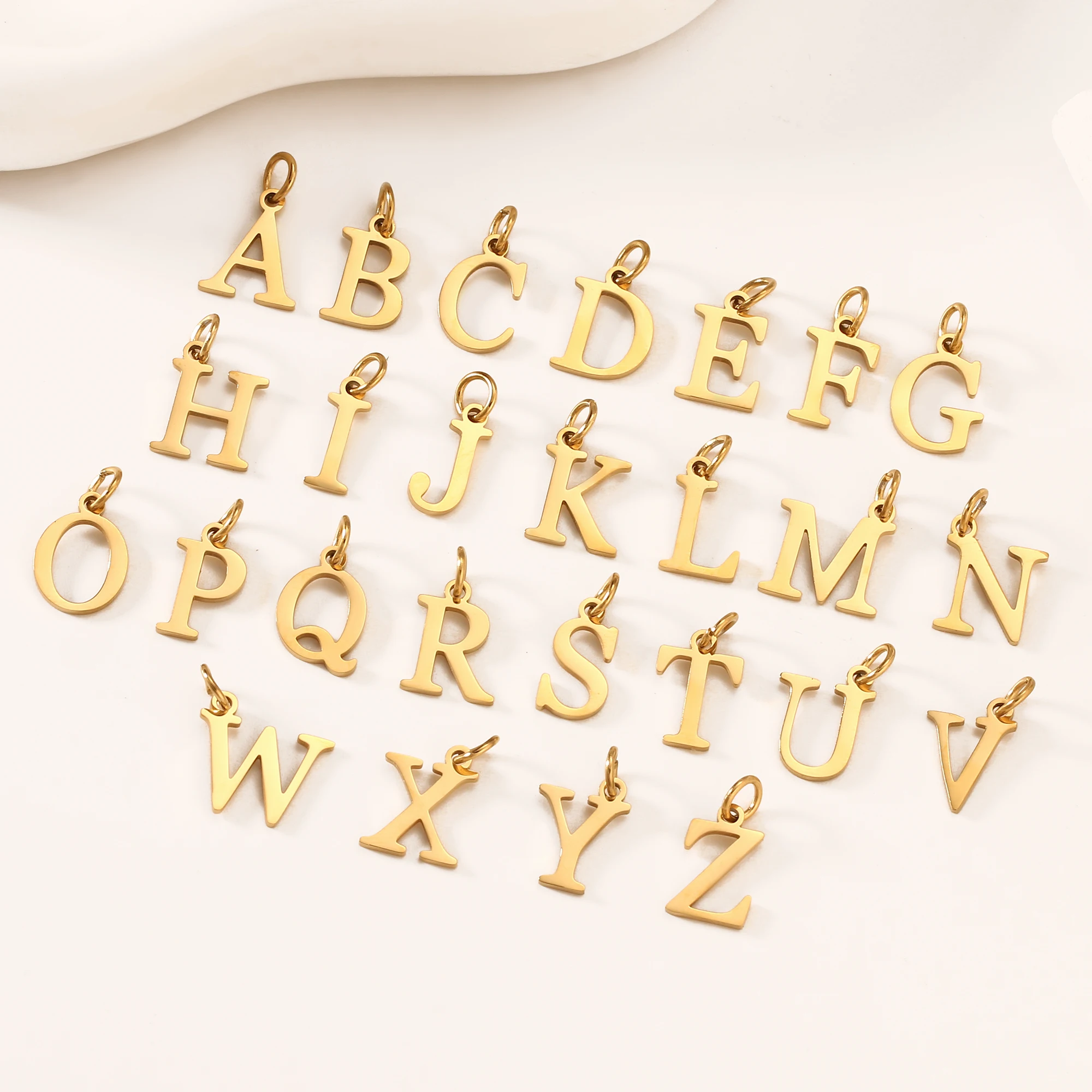 5Pcs Stainless Steel Initial Alphabet Charms Fadeless English Letter Pendant DIY Necklace Bracelet Gift Jewelry Making Supplies