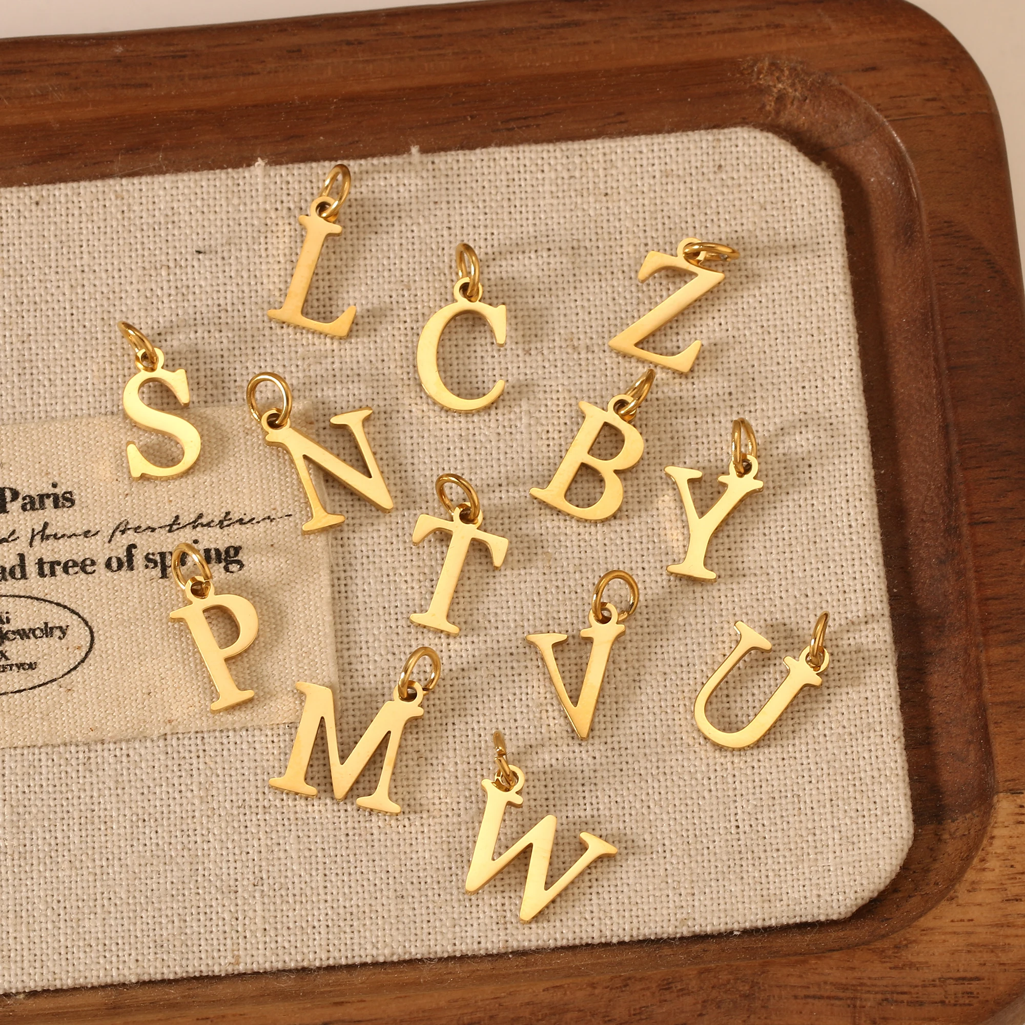 5Pcs Stainless Steel Initial Alphabet Charms Fadeless English Letter Pendant DIY Necklace Bracelet Gift Jewelry Making Supplies