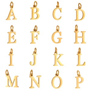 5Pcs Stainless Steel Initial Alphabet Charms Fadeless English Letter Pendant DIY Necklace Bracelet Gift Jewelry Making Supplies