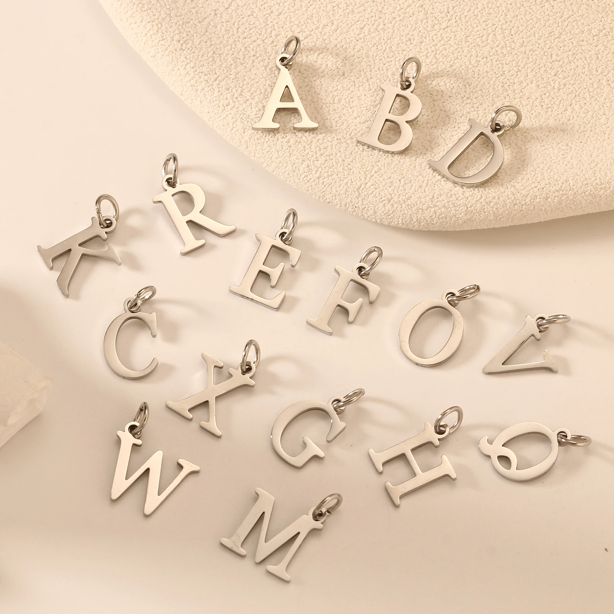 5Pcs Stainless Steel Initial Alphabet Charms Fadeless English Letter Pendant DIY Necklace Bracelet Gift Jewelry Making Supplies