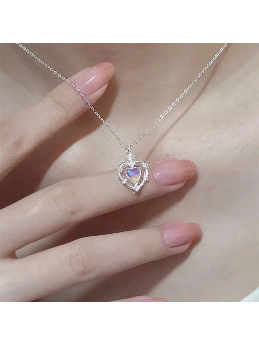 Women's Opal & CZ Heart Pendant Necklaces - Vintage Styles, Holiday Jewelry Gifts