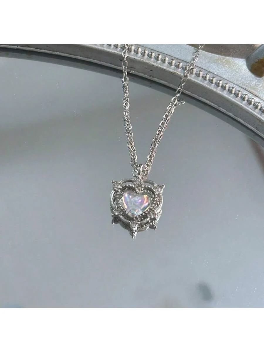 Women's Opal & CZ Heart Pendant Necklaces - Vintage Styles, Holiday Jewelry Gifts