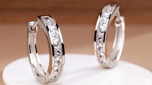 New 925 Sterling Silver Shining Zircon Earrings Women's Circle Round Earrings Fashionable Elegant Jewelry Birthday Party Gifts