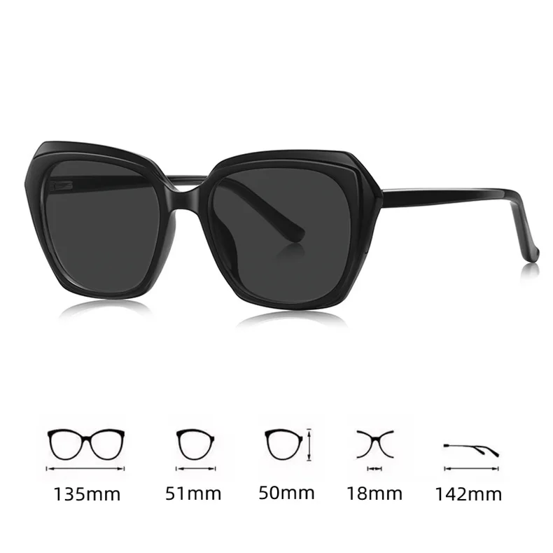 LOERHUNAR 2025 New Fashion Transparent Green Myopia Sunglasses for Woman Large frame TR90 Personality Brand Design Sun Glasses