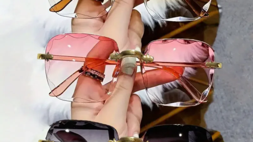 3PCS Square Rimless Sunglasses Women Luxury Brand Designer Summer Red Glasses Fashion Sun glasses For Men UV400 Shades Oculos