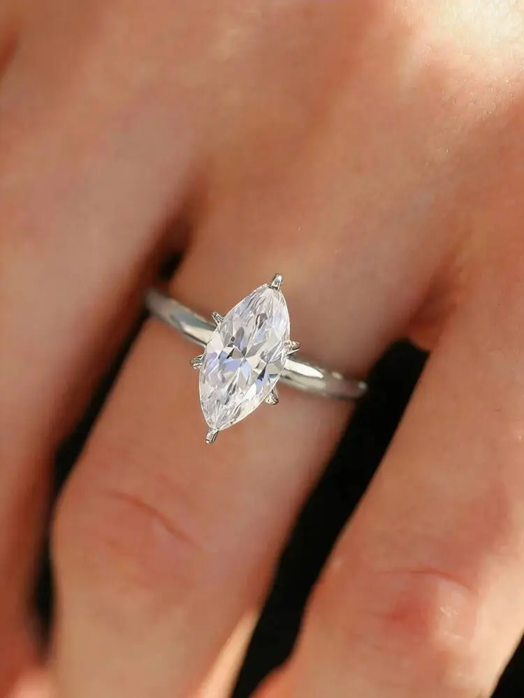 925 Sterling Silver 1-4 CT Simple Sparkling Pear Shape Zircon Ring For Women Engagement Wedding Luxury High Quality Fine Jewelry