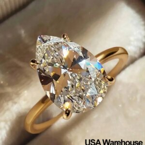 925 Sterling Silver 1-4 CT Simple Sparkling Pear Shape Zircon Ring For Women Engagement Wedding Luxury High Quality Fine Jewelry