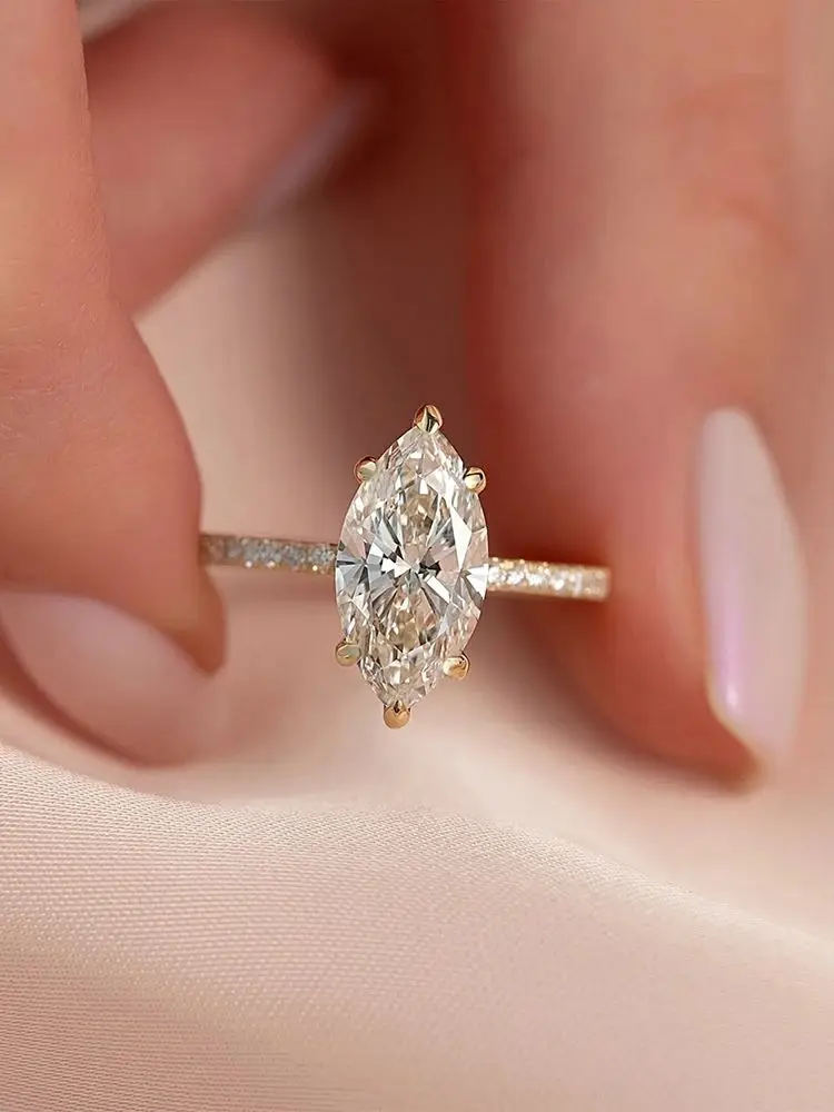 925 Sterling Silver 1-4 CT Simple Sparkling Pear Shape Zircon Ring For Women Engagement Wedding Luxury High Quality Fine Jewelry