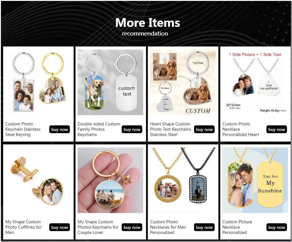 Custom Photo Necklace Personalized Heart Pendant Necklaces Picture Text Logo Birthday Jewelry Valentine's Day Gift for Men Woman