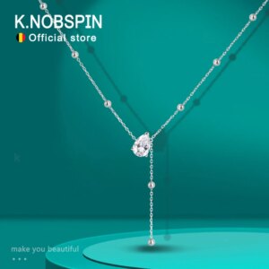 KNOBSPIN 1/2/3CT Pear Cut Moissanite Pendant Necklaces For Woman S925 Silver Y-Style GRA Ceritfited Solitaire Diamond Neck Chain