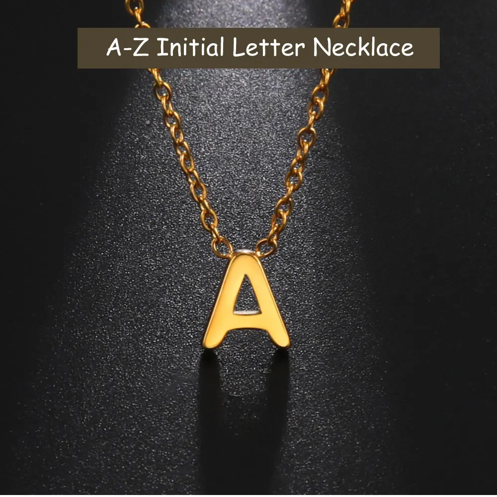 Cazador Minimalist Initial A-Z Letter Necklace for Women Alphabet Stainless Steel Choker Chains Jewelry Birthday Gift Wholesale