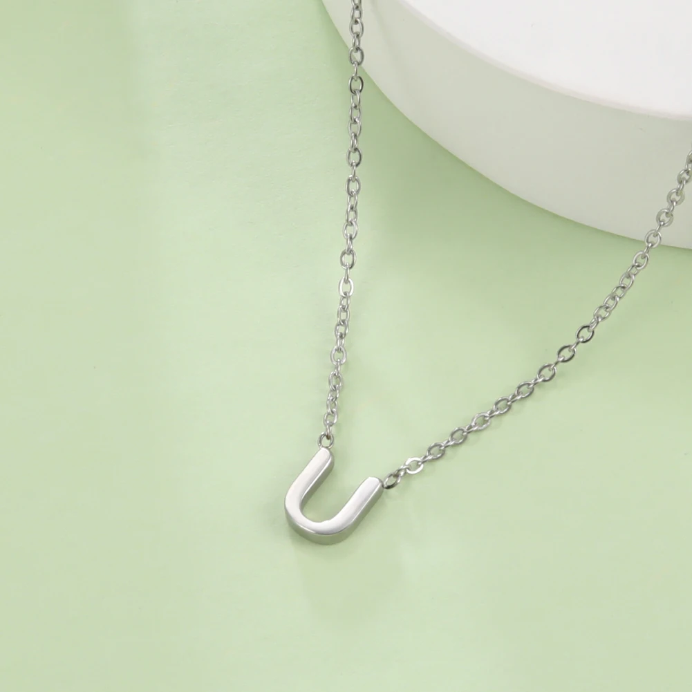 Cazador Minimalist Initial A-Z Letter Necklace for Women Alphabet Stainless Steel Choker Chains Jewelry Birthday Gift Wholesale