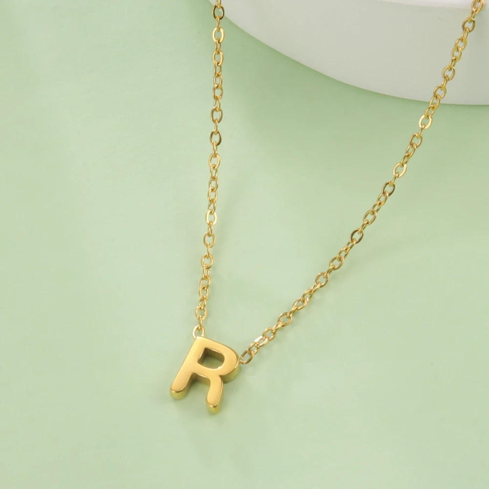 Cazador Minimalist Initial A-Z Letter Necklace for Women Alphabet Stainless Steel Choker Chains Jewelry Birthday Gift Wholesale