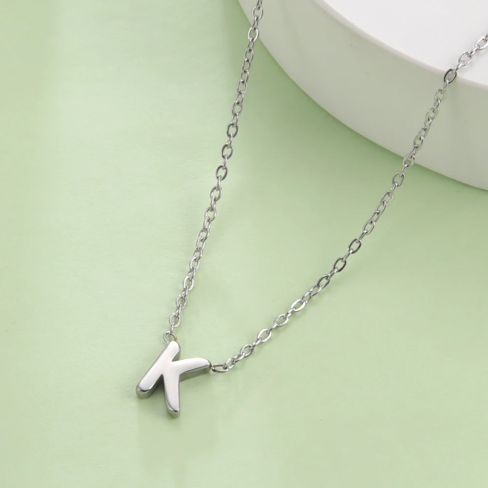 Cazador Minimalist Initial A-Z Letter Necklace for Women Alphabet Stainless Steel Choker Chains Jewelry Birthday Gift Wholesale