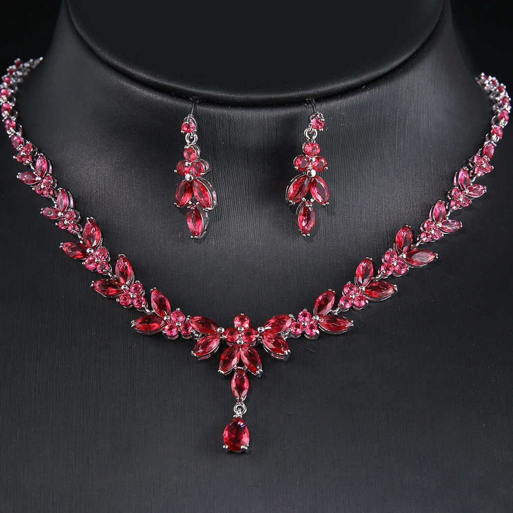 Emmaya Exquisite Jewelry Sets For Women Wedding Party Accessories Cubic Zircon Stud Earrings & Necklace Gift