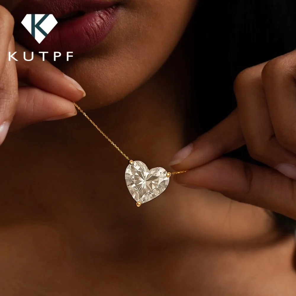 Certified 1-3Carat Heart Cut Moissanite Pendant Necklaces for Woman S925 Silver Plated 18k Gold Solitaire Lab Diamond Neckchain
