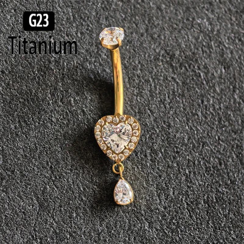 ASTM F136 G23 Titanium Crystal Sexy Belly Navel Piercing Heart Belly Button Rings Rhinestone Navel Rings Belly Jewelry For Women