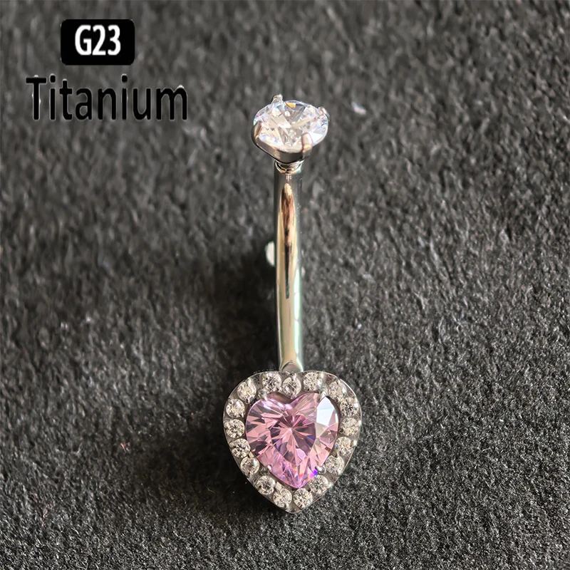 ASTM F136 G23 Titanium Crystal Sexy Belly Navel Piercing Heart Belly Button Rings Rhinestone Navel Rings Belly Jewelry For Women