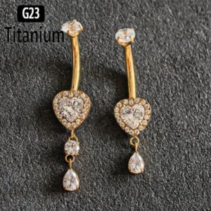 ASTM F136 G23 Titanium Crystal Sexy Belly Navel Piercing Heart Belly Button Rings Rhinestone Navel Rings Belly Jewelry For Women