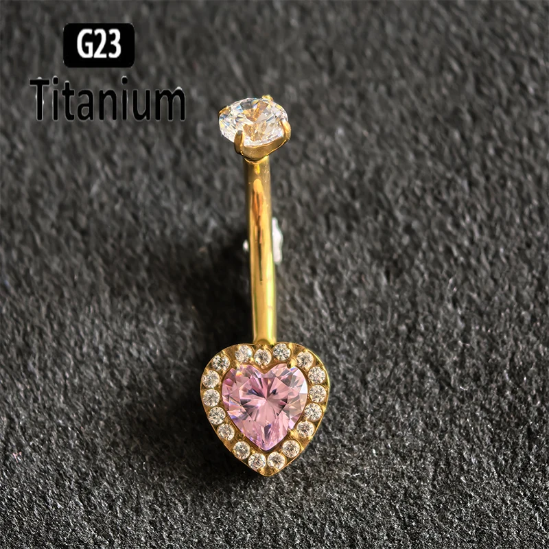ASTM F136 G23 Titanium Crystal Sexy Belly Navel Piercing Heart Belly Button Rings Rhinestone Navel Rings Belly Jewelry For Women