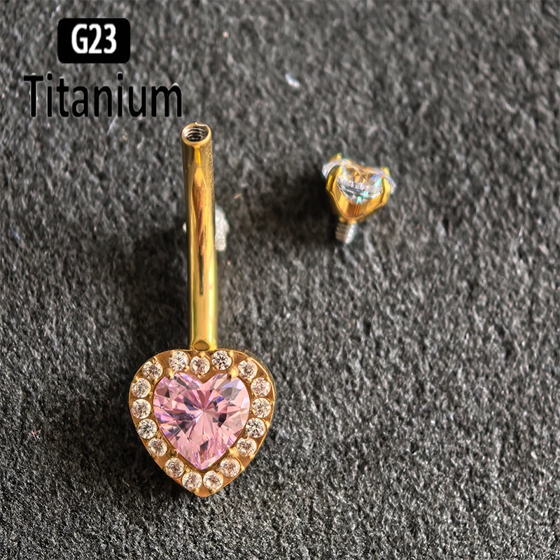 ASTM F136 G23 Titanium Crystal Sexy Belly Navel Piercing Heart Belly Button Rings Rhinestone Navel Rings Belly Jewelry For Women