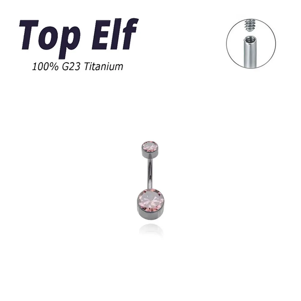 ASTM F136 Navel Ring PIERC Titanium Body Jewelry 14G CZ Top And Pear Belly Piercing Belly Button Ring Threaded