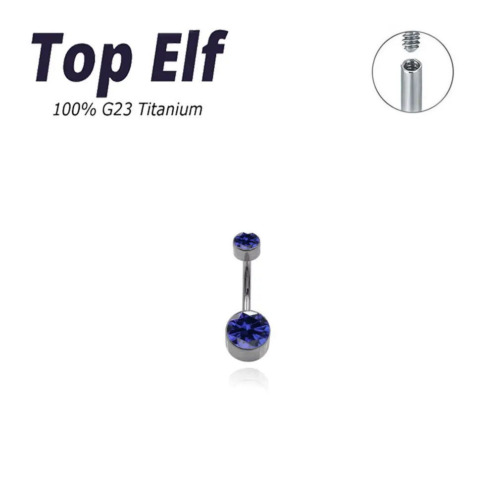 ASTM F136 Navel Ring PIERC Titanium Body Jewelry 14G CZ Top And Pear Belly Piercing Belly Button Ring Threaded