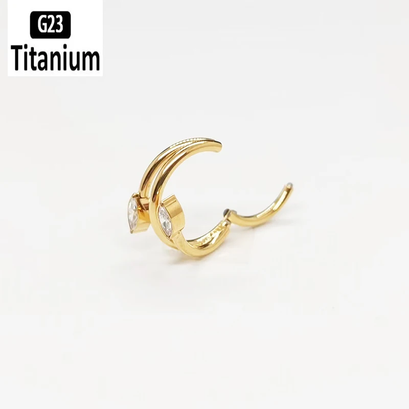 ASTM F136 Titanium Piercing Clicker Earrings Nose Rings Septum Plating PVD Helix Tragus Lip Rings Ear Studs Body Jewelry 16G G23