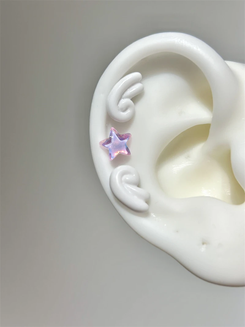 Sweet Angel's Wings Stainless Steel Ear Bone Nail Cute Acrylic Love Heart Cross Earrings for Women Body Puncture Accessories