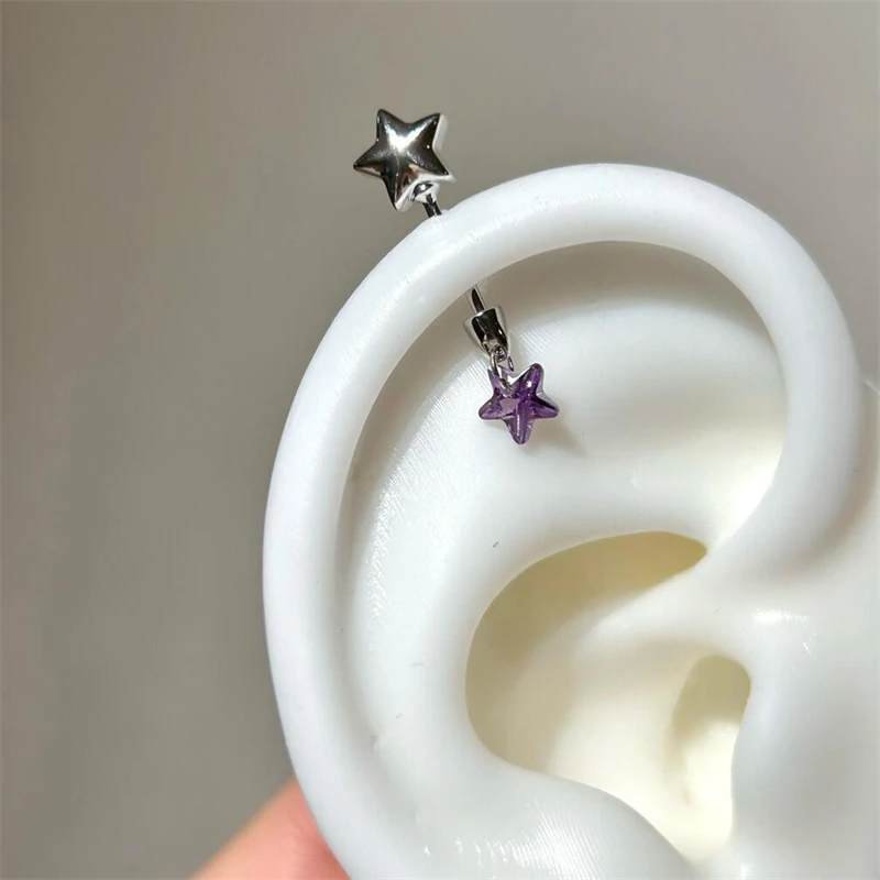 Sweet Angel's Wings Stainless Steel Ear Bone Nail Cute Acrylic Love Heart Cross Earrings for Women Body Puncture Accessories