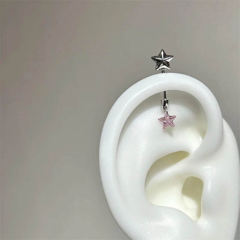 Sweet Angel's Wings Stainless Steel Ear Bone Nail Cute Acrylic Love Heart Cross Earrings for Women Body Puncture Accessories