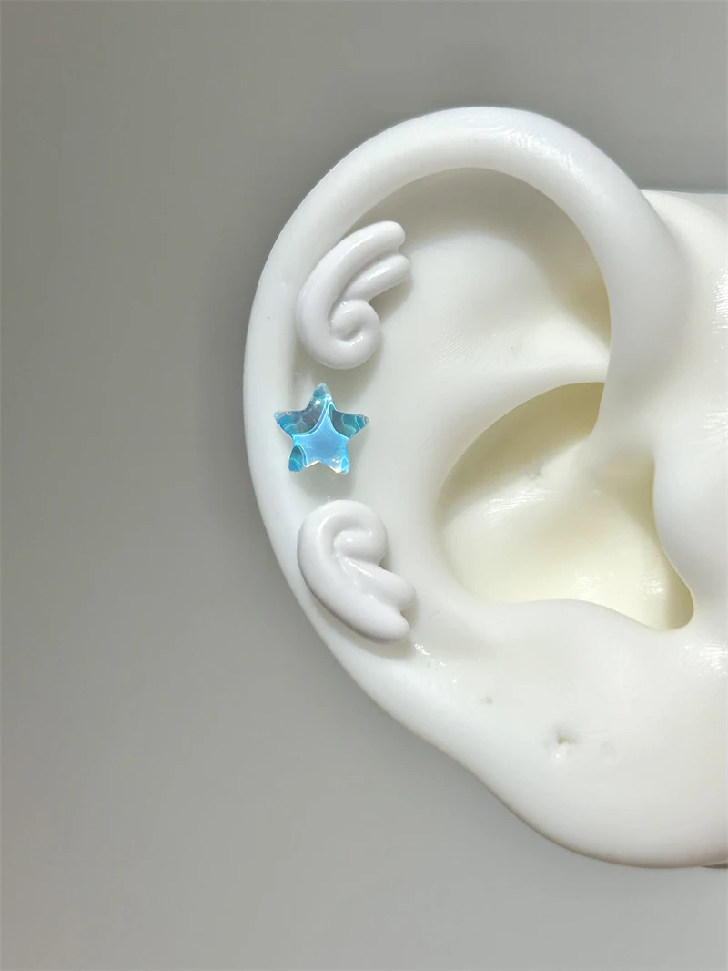 Sweet Angel's Wings Stainless Steel Ear Bone Nail Cute Acrylic Love Heart Cross Earrings for Women Body Puncture Accessories