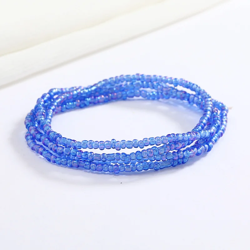 Women New Simple Fashion Hand Beaded Chain Glass Beaded Body Chain All-match Color Elastic Waist Chain BD7052