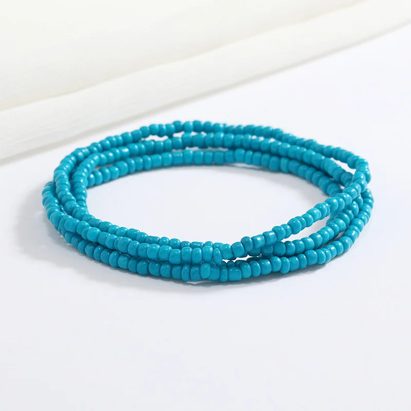 Women New Simple Fashion Hand Beaded Chain Glass Beaded Body Chain All-match Color Elastic Waist Chain BD7052