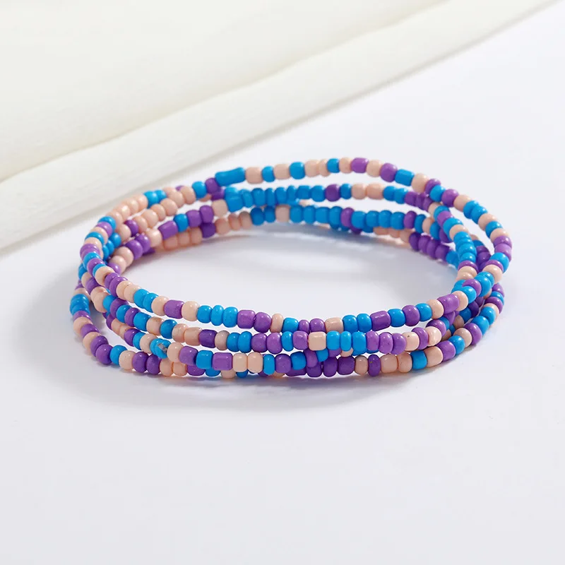 Women New Simple Fashion Hand Beaded Chain Glass Beaded Body Chain All-match Color Elastic Waist Chain BD7052