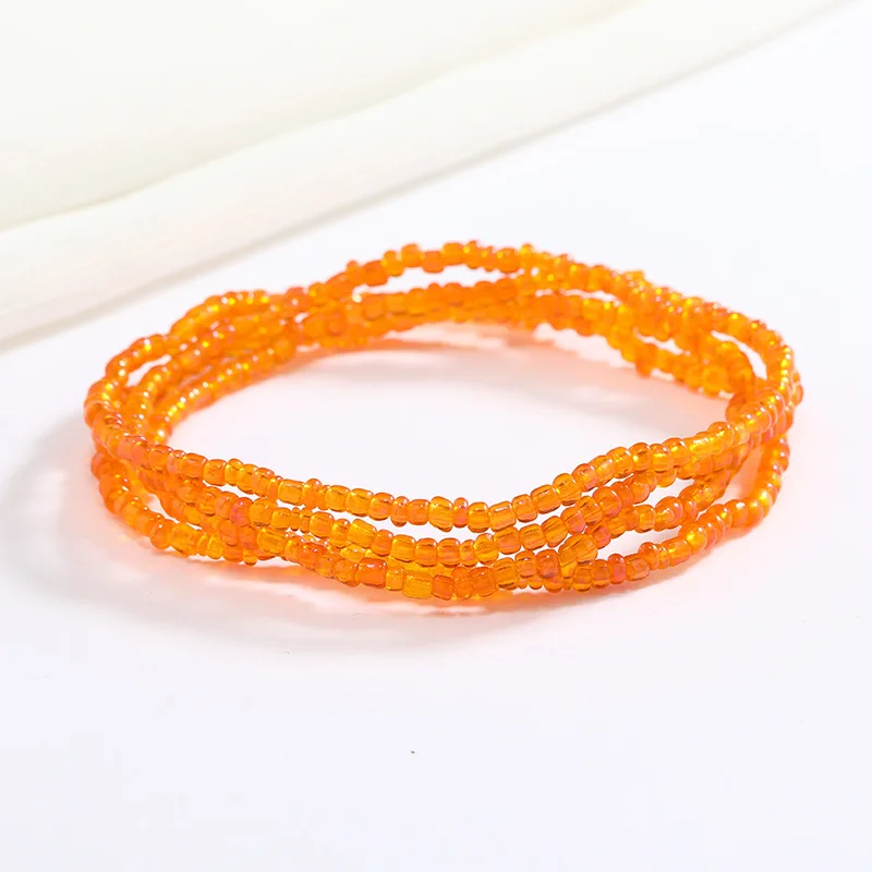 Women New Simple Fashion Hand Beaded Chain Glass Beaded Body Chain All-match Color Elastic Waist Chain BD7052